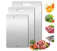Titanium Chopping Board, 3 PCS Chopping Board Set, 304 Stainless Steel Cutting Boards for Meat, Vegetables, Fruit, Double-Sided Food Grade Cutting Board for The Kitchen, Dishwasher-Safe