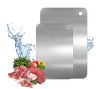 Titanium Chopping Board, 30 x 19.5 cm, 23.5 x 14.5 cm, Double-Sided, 304 Stainless Steel, Food Grade Titanium Cutting Board, Stainless Steel Chopping Board for Meat, Fruit, Vegetables, Pack of 2
