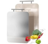 Titanium Chopping Board Double Sided Pure Titanium Cutting Boards for Kitchen, Pure Titanium & Wheat Straw PP Food Grade Metal Chopping Boards Easy to Clean