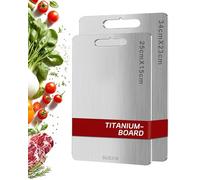 Titanium Chopping Board Set, S316 Stainless Steel Cutting Board, 2Pcs Dual-Sided Food Grade Chopping Boards for Kitchens, Meat, Bread, Vegetables & Fruit 2pcs-4