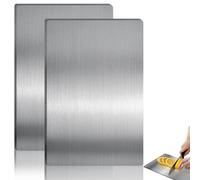 Titanium Chopping Board, Stainless Steel, 34 x 23 cm, Titanium Cutting Boards, Antibacterial Titanium Chopping Plates, Double-Sided Titanium Chopping Board for Meat, Vegetables, Fruit, Pack of 2
