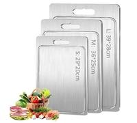 Titanium Chopping Board with Grooves, Double-Sided Food-Grade Stainless Steel Chopping Board,Titanium Cutting Boards for Kitchen （timenil Sellers, All Others are not Authorized） (S (29 * 20cm))