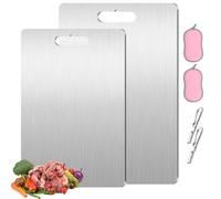Titanium Chopping Boards for Kitchens 2 PCS - Titanium Cutting Board with Kitchen Sponge and Peeler, Upgrade Multifunctional Stainless Steel Cutting Board Double-Sided Food Grade Yamato