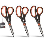 Titanium Coated 8" Heavy Duty Scissors - TITA22 Ultra Sharp, Rust-Resistant, Comfortable Handle, Multipurpose for Office, Home, School & Crafting Scissors (Pack of 3)