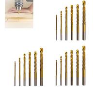 Titanium Coated Drill Bit Set, 6PCS Upgraded Twist Drill Bits, 3-8mm Self-Centering Drill Bit Set for Multi-Material Drilling, Screwing, Boring, Carving, Cutting and Polishing (3 Set)