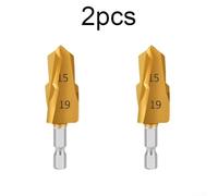 Titanium Coated Hex Shank Step Drill Set, 2pcs for Accurate Pipe Hole Cutting on Plastic and MMP Pipelines, Enhances Work Efficiency (2pcs 20mm)