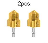 Titanium Coated Hex Shank Step Drill Set, 2pcs for Accurate Pipe Hole Cutting on Plastic and MMP Pipelines, Enhances Work Efficiency (2pcs 32mm)