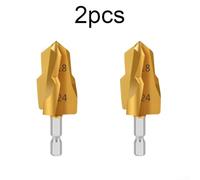 Titanium Coated Hex Shank Step Drill Set, 2pcs for Accurate Pipe Hole Cutting on Plastic and MMP Pipelines, Enhances Work Efficiency (2pcs 25mm)