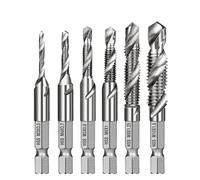 Titanium Coated HSS Metric Thread Machine Taps, Reamer 6Pcs Hex Shank Metric Screw Thread Screw Machine Tap Drill Bits M3-M10 Multicolor(6pcs Long Silver)