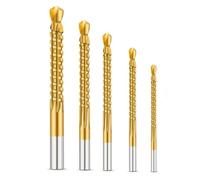 Titanium-Coated HSS Serrated Side-Cut Drill Bits for Grooving - 3mm to 8mm Set (6-Piece), Spiral Flute, Fits Standard Electric & Bench Drills 5pcs