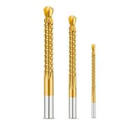 Titanium-Coated HSS Serrated Side-Cut Drill Bits for Grooving - 3mm to 8mm Set (6-Piece), Spiral Flute, Fits Standard Electric & Bench Drills 3pcs