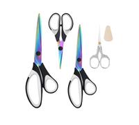 Titanium Coating Sewing Scissors Bundle, Professional Fabric Scissors Set, Ultra-Sharp Stainless Steel Blades, Ergonomic Handle, Great for Tailor, Embroidery, Craft, 9.1"/8.4"/5.5"/4.4" (White)