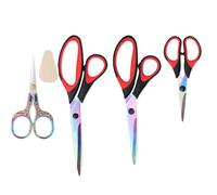 Titanium Coating Sewing Scissors Bundle, Professional Fabric Scissors Set, Ultra-Sharp Stainless Steel Blades, Ergonomic Handle, Great for Tailor, Embroidery, Craft, 9.1"/8.4"/5.5"/4.4" (Red)
