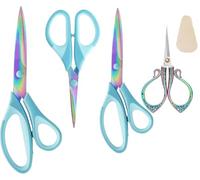 Titanium Coating Sewing Scissors Bundle, Professional Fabric Scissors Set, Ultra-Sharp Stainless Steel Blades, Ergonomic Handle, Great for Tailor, Embroidery, Craft, 9.1"/8.4"/5.5"/4.4" (Blue)