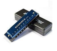 Titanium Copper Core 10 Holes C Blues Harmonica Professional Performance(Blue)