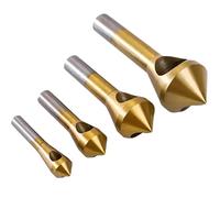 Titanium Countersink Bits Set - 4Pc 90° Drill Bits for Wood & Metal - High Speed Steel Countersink Drill Bit Kit