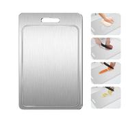 Titanium Cutting Board 100% Pure Cutting Boards With Juice Groove Metal Grade Food Double Sided Chopping Board for Cutting Meats Vegetables Fruits(Titanium-X-Large)