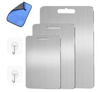 Titanium Cutting Board 2.0, Stainless Steel Titanium Double-Sided Design Durable and Easy to Clean, Food Safe for Meat, Bread and Vegetables (34 * 23 cm)
