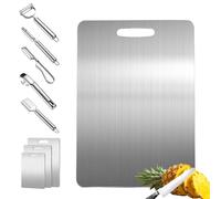 Titanium Cutting Board-304L Stainless Steel Cutting Boards for Kitchen, Double Sided Food Grade, Titanium Cutting Mat Chopping Boards for Meat Fruit & Vegetable Various Cooking Tasks
