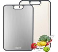 Titanium Cutting Board Double Sided,Pure Titanium Cutting Boards for Kitchen Double Sided Food Grade, Pure titanium and Wheat Straw PP, Non-Stick Durable and easy to clean (Large)