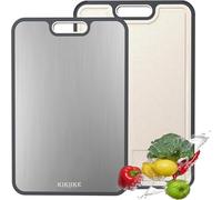 Titanium Cutting Board Double Sided,Pure Titanium Cutting Boards for Kitchen Double Sided Food Grade, Pure titanium and Wheat Straw PP, Non-Stick Durable and easy to clean (Large)