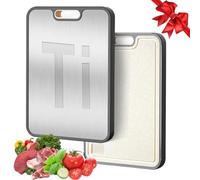 Titanium Cutting Board for Kitchen, 2 in 1 Cutting Board for Chopping Meat & Vegetables, Double Sided Pure Titanium&Wheat Straw Chopping Board, Food-Grade, Non Slip, 38.3 * 26.5cm