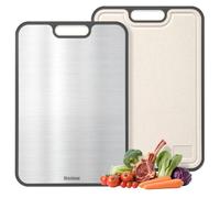 Titanium Cutting Board for Kitchen, Cutting Board Double Sided Food Grade, Pure Titanium and Wheat Straw PP, Easy to Clean Large Size 16”×11”