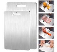 Titanium Cutting Board for Kitchen, Double-Sided Food-Grade Titanium Cutting Board for Cutting Meats, Fruits and Vegetables (S: 11.4 * 7.9in+M:13.4 * 9.1in)