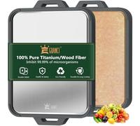 Titanium Cutting Board for Kitchen, Double Sided Pure Titanium and Wood Fiber Cutting Board with Juice Groove, Food Grade Material, for Chopping Meat/Vegetables/Fruit Dishwasher Safe 16"×11"