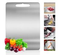 Titanium Cutting Board for Kitchen, Stainless Steel Chopping Board Double-Sided Food Grade Metal Cutting Boards for Meat Vegetables Fruit, Durability Ultimate Cutting Board(39cm×28cm)