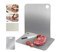Titanium Cutting Board, Pure Titanium Cutting Boards Set for Kitchen, Stainless Steel Cutting Board - 2pcs, Double Sided Chopping Board, Cutting Mat for Meat, Fruit, Vegetables, Large (14x9.8in)