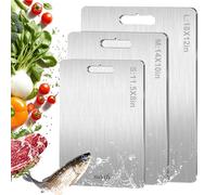 Titanium Cutting Board Set of 3,100% Pure Titanium Cutting Boards for Kitchen, Double Sided Food-Grade Chopping Board for Cutting Meat Vegetable Fruit, Dishwasher Safe