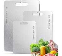 Titanium Cutting Board Set of 3 (S+M+L), 100% Pure Titanium Kitchen Cutting Boards, Double-Sided Chopping & Serving Board for Meat, Vegetables & Cheese, Lightweight, Durable & Dishwasher Safe