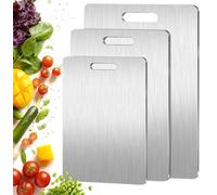 Titanium Cutting Boards 3 PCS, Double Sided Pure Titanium Cutting Board | Easy to Clean | Cutting Edge Hygiene & Durability | Food-Grade Raw & Cooked Foods or Outdoor Camping Chopping Board