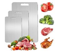 Titanium Cutting Boards for Kitchen, 100% Pure Titanium Double-Sided Chopping Board Set, Knife-Friendly Stainless Steel Cutting Board for Meat & Vegetables, Planche à Découper en Titane