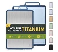 Titanium Cutting Boards for Kitchen Chopping Board with Handle Large Big Small Kitchen Meat Butcher Block 2 in 1 Pure Titanium and Wheat Straw PP Not Wood Bamboo Plastic Silicone Teak Morandi Blue