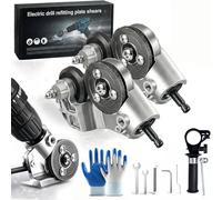 Titanium Drill Nibbler Sheet Metal Cutting Tool, Sheet Metal Cutter Drill Attachment, Universal Electric Metal Nibbler Drill Transforms Sheet Cutter with Adapter, No Sparks, No Jagged Edges (2 Set)