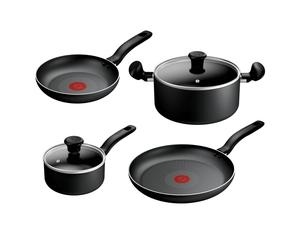 Titanium Essential 4pc Set: Saucepan 16 cm with lid, Stewpot 24 cm with lid, Frying Pans 20/28 cm, High-Performance Non-Stick Coating, excluding