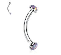 Titanium Eyebrow Piercing Jewellery 16G Curved Barbell Lip Ring for Women | Opal Eyebrow Ring,Internal Threaded Eyebrow Barbell,Daith Earring,Rook Jewellery,Small Belly Ring,Nipple Jewellery 6mm - 12mm