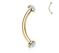 Titanium Eyebrow Piercing Jewellery 16G Curved Barbell Lip Ring for Women | Opal Eyebrow Ring,Internal Threaded Eyebrow Barbell,Daith Earring,Rook Jewellery,Small Belly Ring,Nipple Jewellery 6mm - 12mm