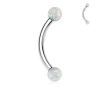 Titanium Eyebrow Ring Opal Eyebrow Piercing Jewellery 16G Curved Barbell | Internal Threaded Eyebrow Bar,Lip Ring,Tongue Ring,Daith Earring,Rook Jewellery,Small Belly Ring,Nipple Piercing for Women