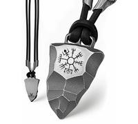 Titanium Faustkeil Vegvisir Viking Compass Amulet Made of Pure Titanium Men's Jewellery Odin Wotan's Knot Pendant Leather Strap, Leather,