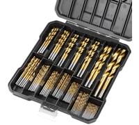 Titanium-Finished Drill Bit Compilation, 99 Pcs Twist Drill Bits in 14 Sizes 0.06’’-0.39’’D, Hss Twist Drill Bit Set for Plastic, Aluminum, Copper, Wood, with Storage Case