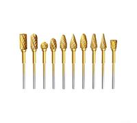 Titanium for carbide Rotary Burr Set 10pcs Double for Metal Wood - 3mm Shank Die Grinder Bits UK(D)