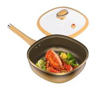 Titanium Fry Pan - Deep Frying Pan With Lid | Non-Stick, Scratch-Resistant, Pancake Pan For Electric Induction Cooktop & Camping Equipment