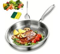 Titanium Frying Pan, 100% Pure Titanium Hammered Frying Pans With Lid For Cooking Suitable For All Stovetops, Home Use Cookware | No Coating | Non-Stick, Dishwasher and Oven Safe (Without Lid,30CM)