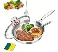 Titanium Frying Pan, 100% Pure Titanium Hammered Frying Pans With Lid For Cooking Suitable For All Stovetops, Home Use Cookware | No Coating | Non-Stick, Dishwasher and Oven Safe (With Lid,28CM)