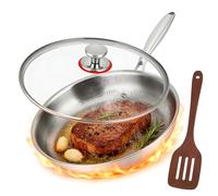 Titanium Frying Pan, 26cm Titanium Non-Stick Pan with Lid, Coating-Free and Chemical-Free, Titanium Cookware Fast and Even Heating, Thickened, Ultra-Durable, Scratch-Resistant for Kitchen Cooking