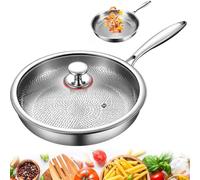 Titanium Frying Pan, Titanium Hammered Pan Pro with Lid, Diameter 10"/11"/12", Suitable for Induction Cookers and Gas Stoves, Scald-proof Handle, Uncoated Non-stick Pan, for Stir-frying and Frying Egg