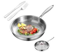 Titanium Hammered Pan Pro with Lid,2025 Multifunctional Titanium Frying Pan, Scratch-Resistant Non Stick Nutri Cooking Pans for Stovetops, Induction Cooktops (26CM)